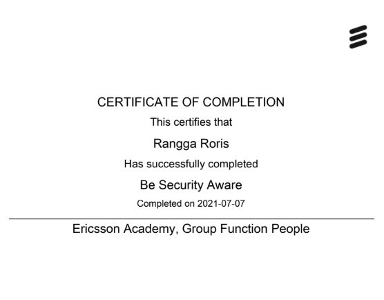 Ericsson Certificate